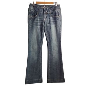 Hint Jeans Women's Blue Boot Cut Embellished Waist vintage New Without Tag SZ 9